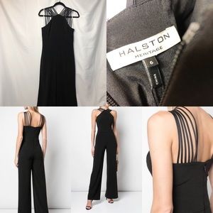 Halston Heritage Wide Leg Strappy Jumpsuit Size 6